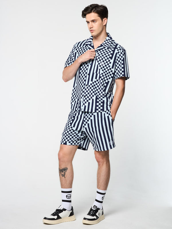 Sergio Tacchini Piastrella Terry Cabana Shirt- Maritime Blue