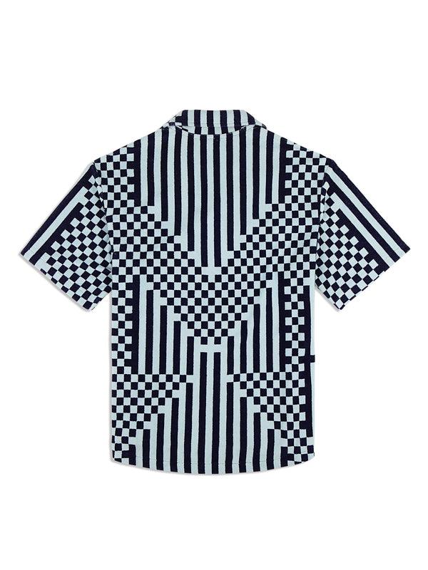 Sergio Tacchini Piastrella Terry Cabana Shirt- Maritime Blue