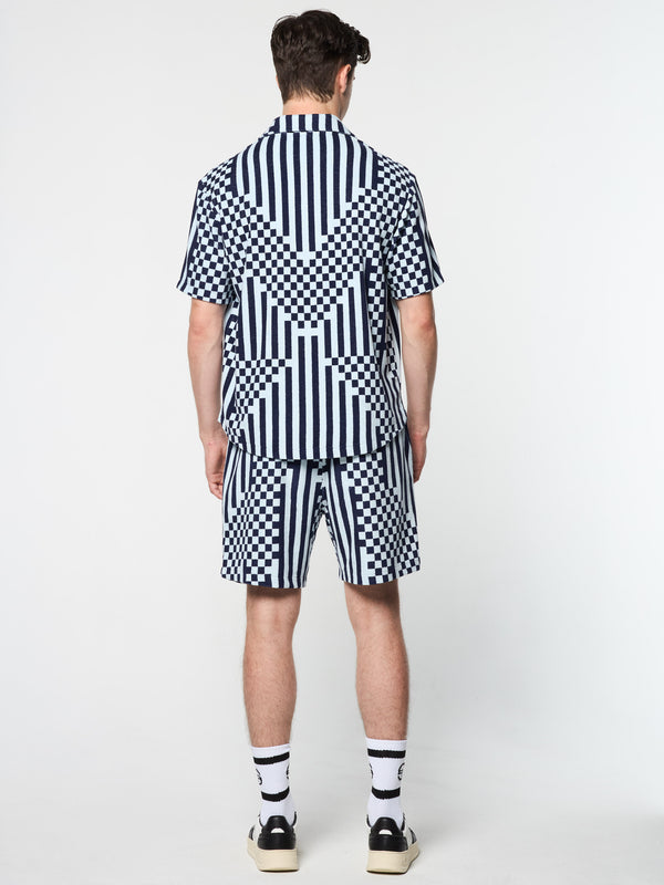 Sergio Tacchini Piastrella Terry Cabana Shirt- Maritime Blue