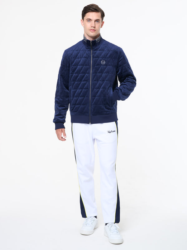Sergio Tacchini Redi Quilted Velour Bomber Jacket- Maritime Blue