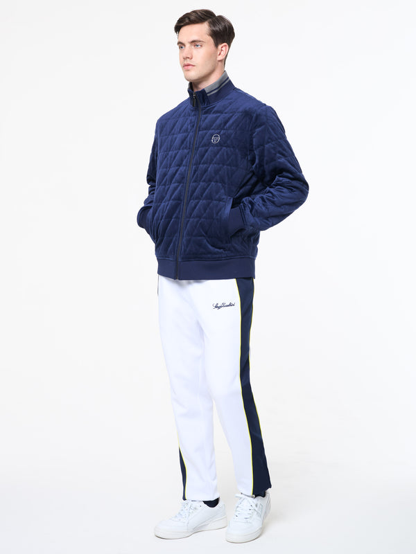 Sergio Tacchini Redi Quilted Velour Bomber Jacket- Maritime Blue