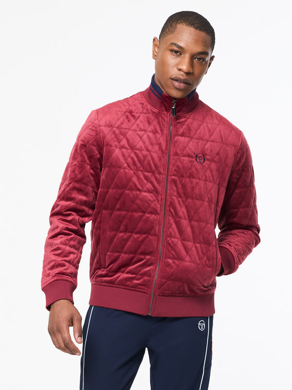Sergio Tacchini Redi Quilted Velour Bomber Jacket- Rhubarb