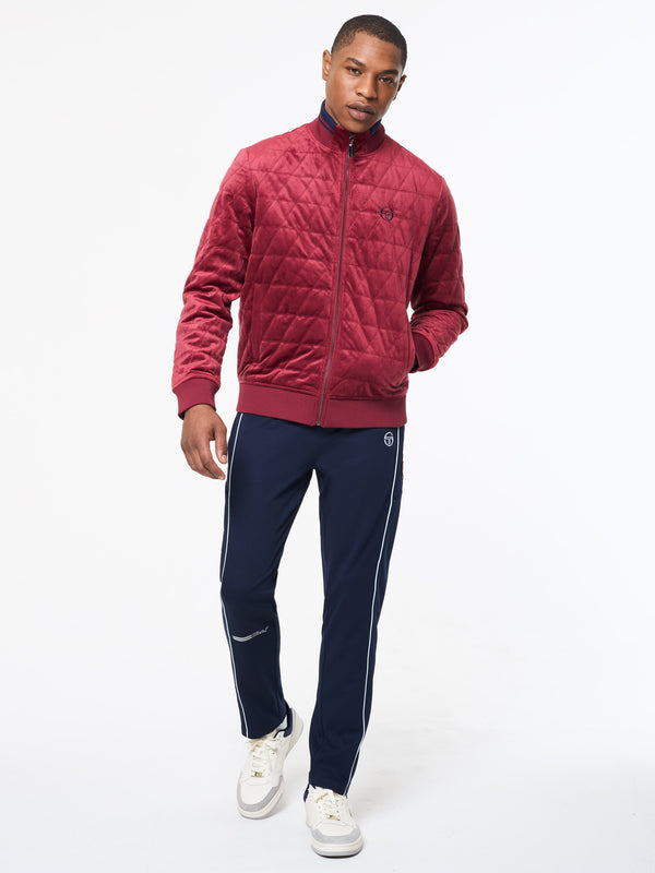 Sergio Tacchini Redi Quilted Velour Bomber Jacket- Rhubarb