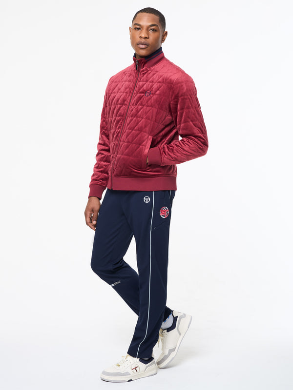 Sergio Tacchini Redi Quilted Velour Bomber Jacket- Rhubarb