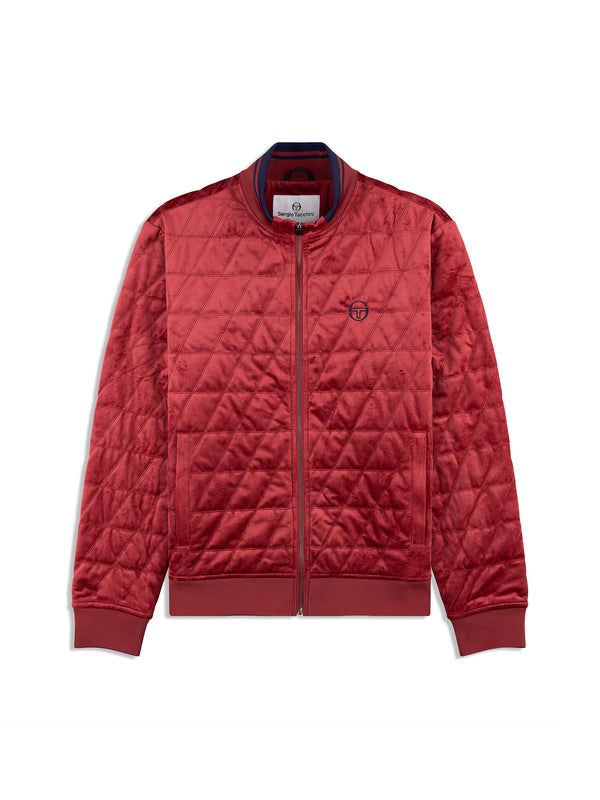sergio tacchini Redi Quilted Velour Bomber Jacket- Rhubarb
