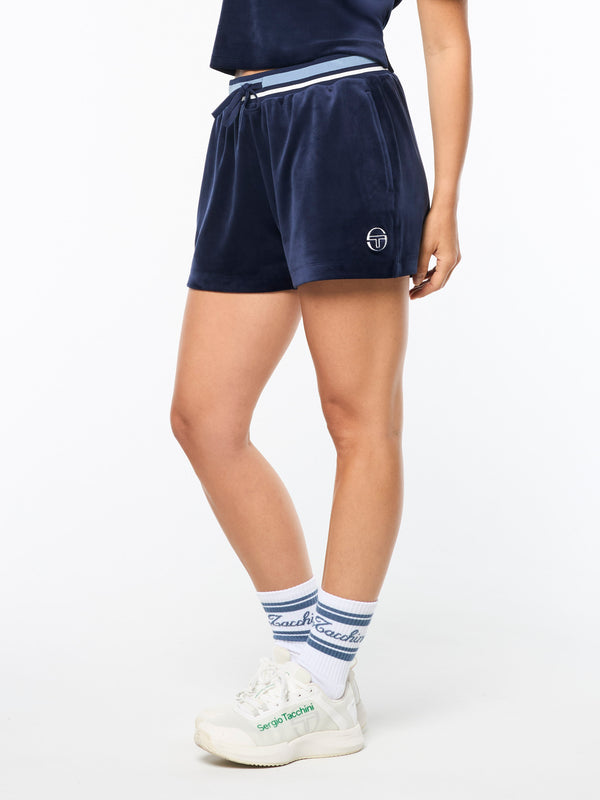 Sergio Tacchini Adele Velour Short- Maritime Blue