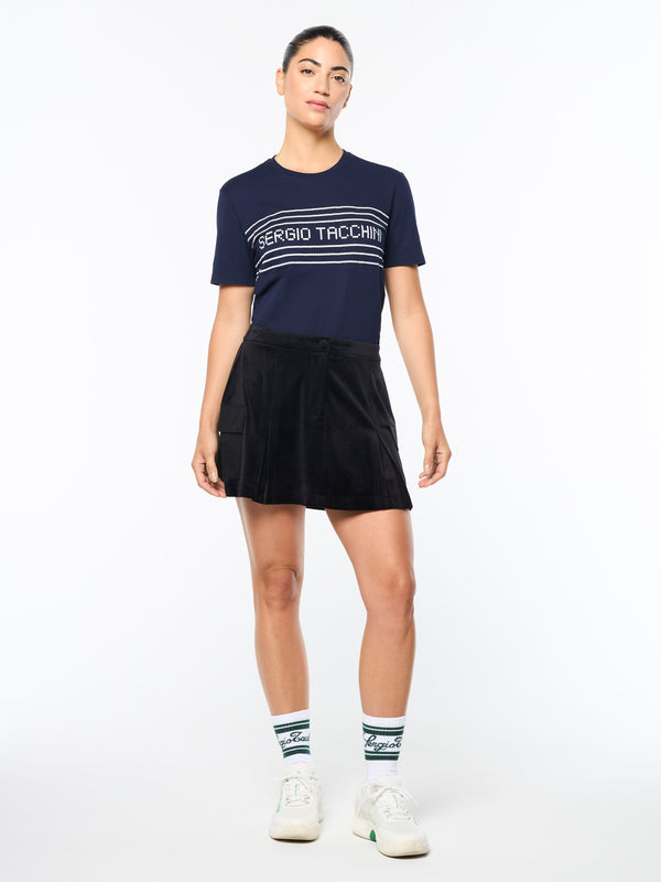 Sergio Tacchini Adele Velour Skirt- Black Beauty