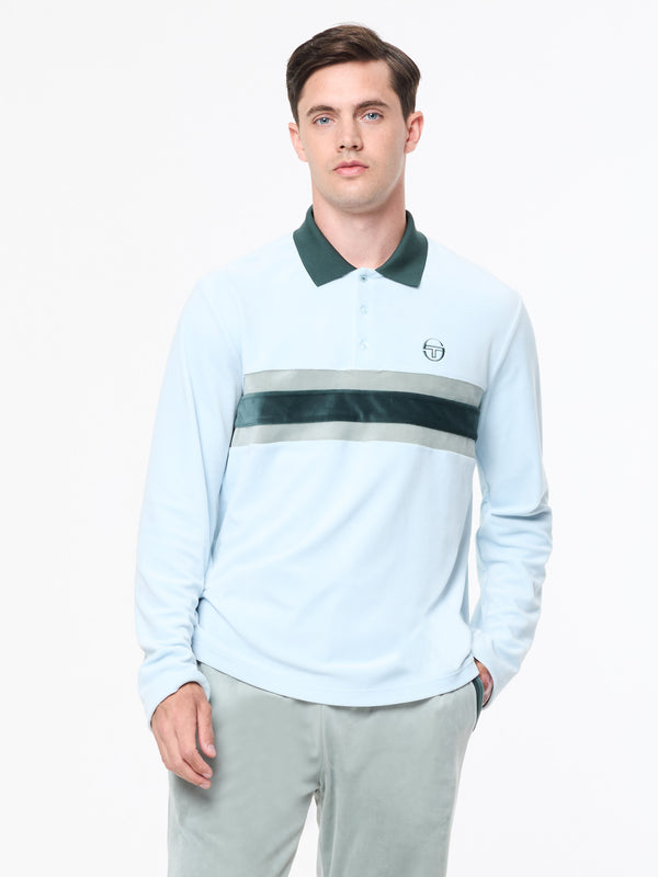 Sergio Tacchini Banda Velour Polo- Baby Blue