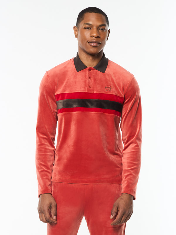 Sergio Tacchini Banda Velour Polo- Hot Sauce