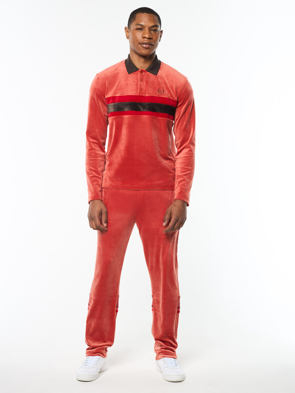 Sergio Tacchini Banda Velour Polo- Hot Sauce