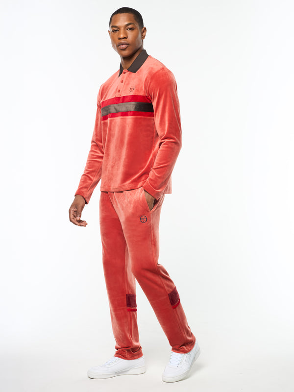 Sergio Tacchini Banda Velour Polo- Hot Sauce