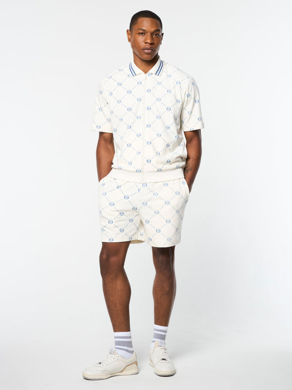 Sergio Tacchini Cosimo Velour Zip-Up Polo- Gardenia