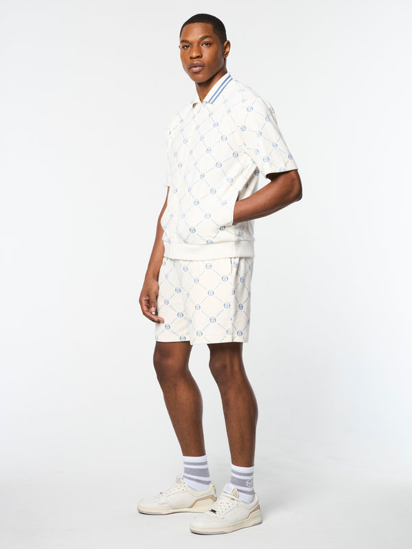 Sergio Tacchini Cosimo Velour Zip-Up Polo- Gardenia