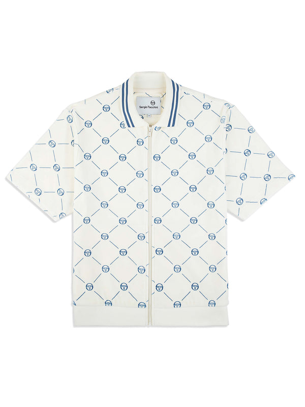 sergio tacchini Cosimo Velour Zip-Up Polo- Gardenia