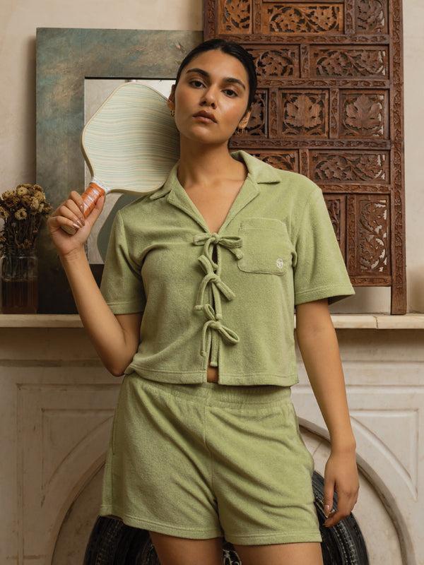 Sergio Tacchini Edda Cropped Shirt- Reseda