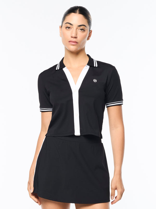 Sergio Tacchini Idalia Cropped Polo- Black Beauty