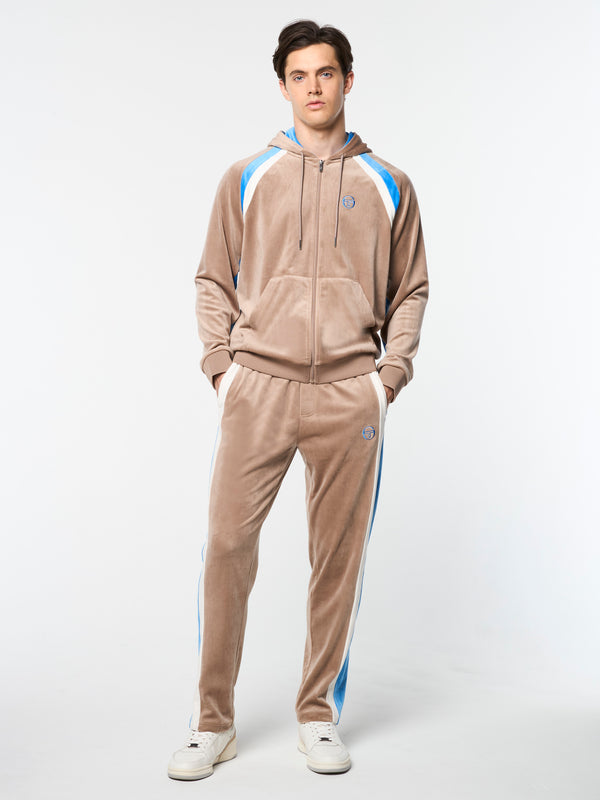 Sergio Tacchini Lazaro Velour Hoodie- Taupe Grey