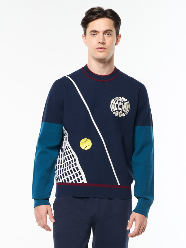 Sergio Tacchini Nota Crewneck- Maritime Blue