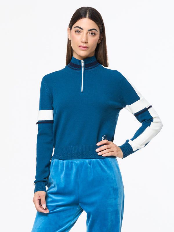 Sergio Tacchini Nota Knit Quarter Zip- Mykonos Blue