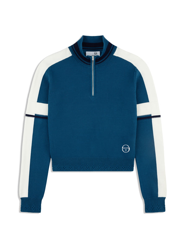 sergio tacchini Nota Knit Quarter Zip- Mykonos Blue