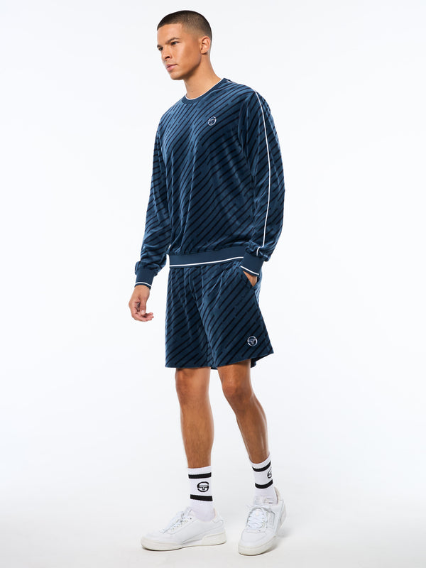 Sergio Tacchini Obliquo Velour Crewneck-Key Largo