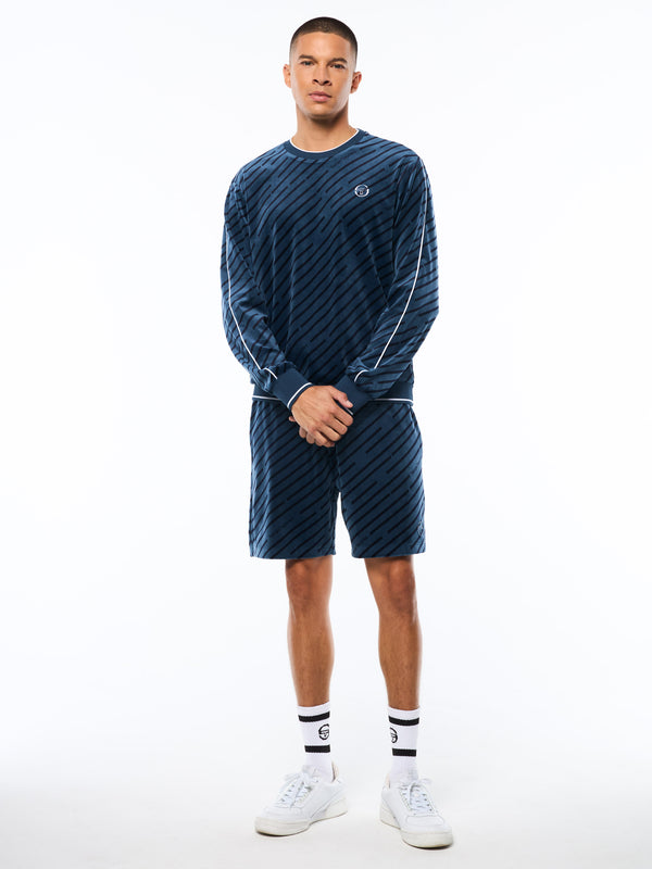 Sergio Tacchini Obliquo Velour Crewneck-Key Largo