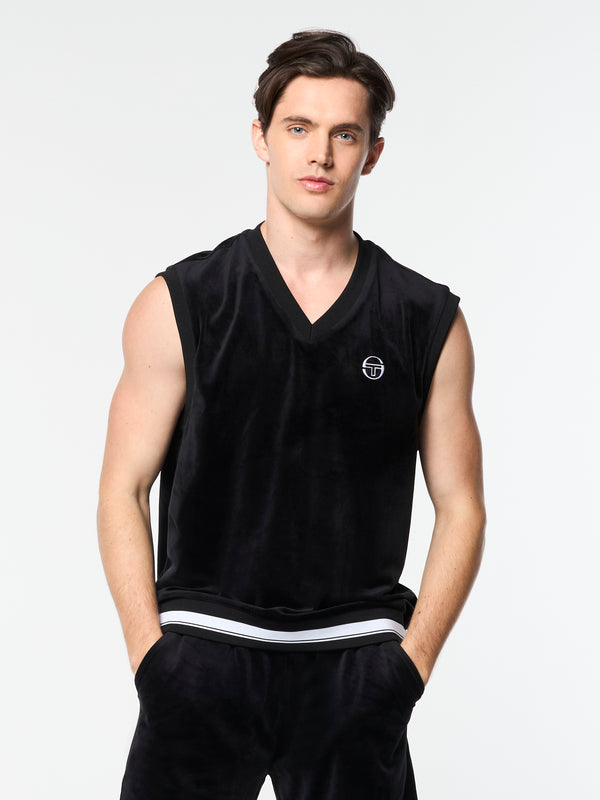 Sergio Tacchini Renzo Velour Vest- Black Beauty