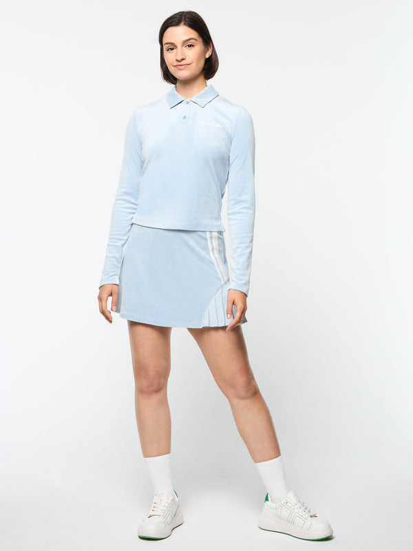 Sergio Tacchini Veneto Velour Long Sleeve Polo- Celestial Blue