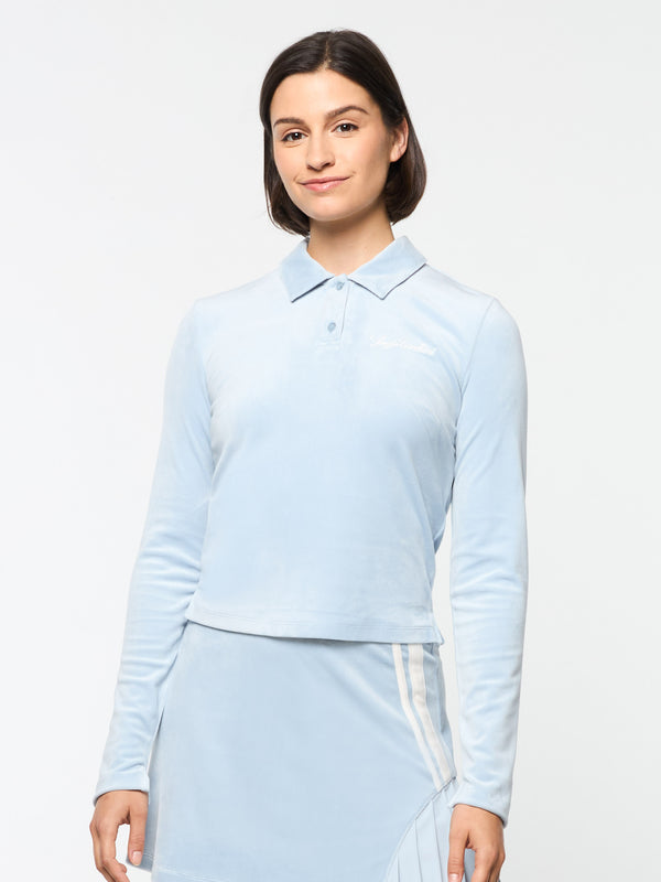 Sergio Tacchini Veneto Velour Long Sleeve Polo- Celestial Blue