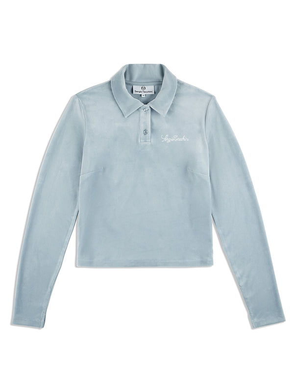 sergio tacchini Veneto Velour Long Sleeve Polo- Celestial Blue