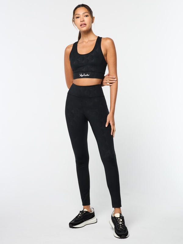 Sergio Tacchini Viano Printed Sports Bra- Black Beauty