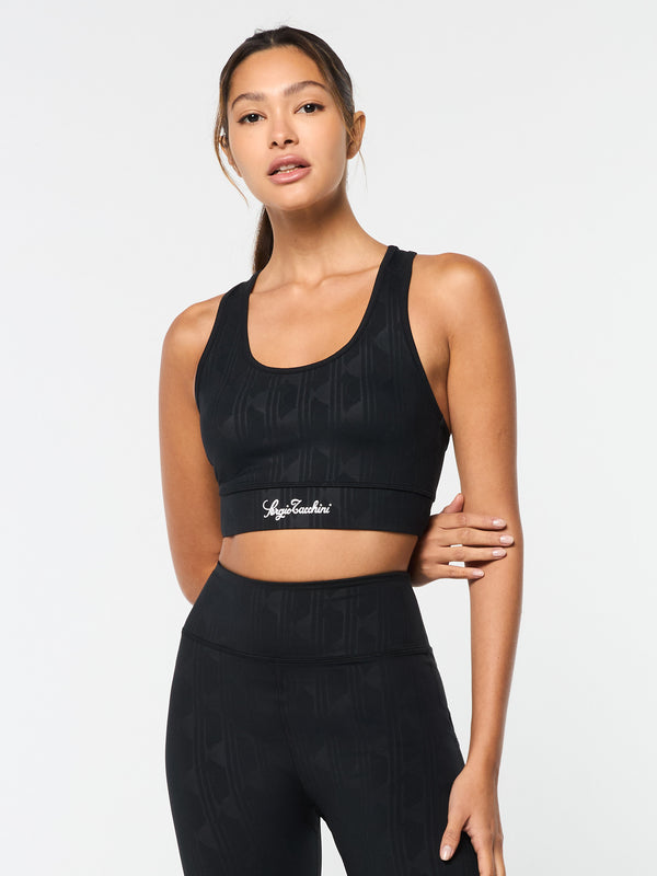 Sergio Tacchini Viano Printed Sports Bra- Black Beauty