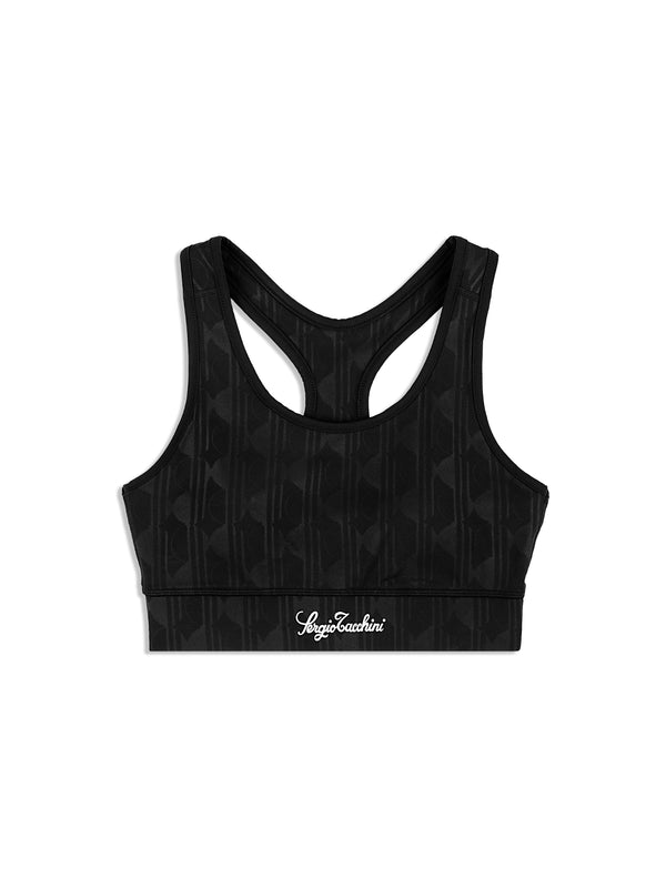sergio tacchini Viano Printed Sports Bra- Black Beauty