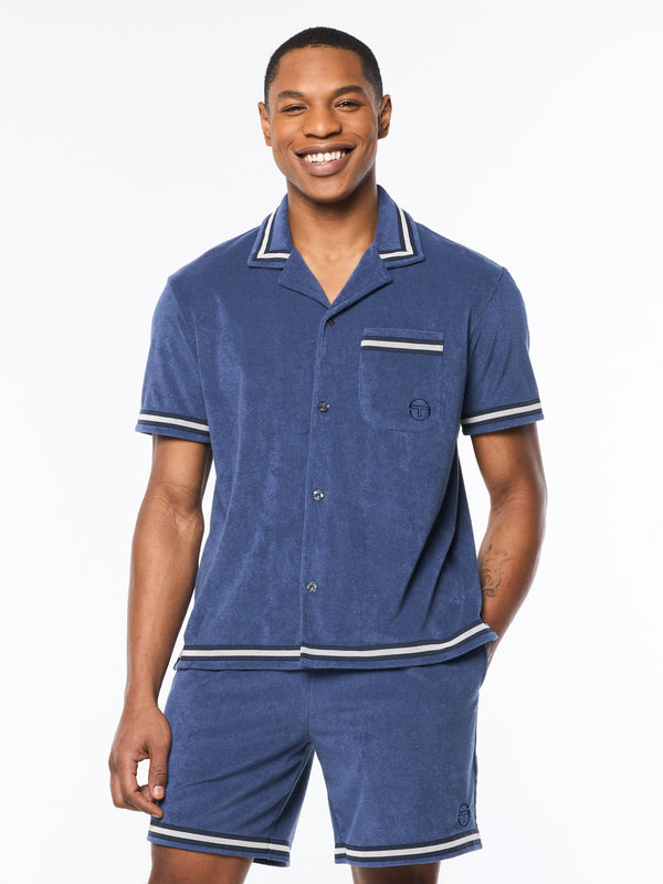 Sergio Tacchini Vitus Terry Cabana Shirt- Blue Indigo