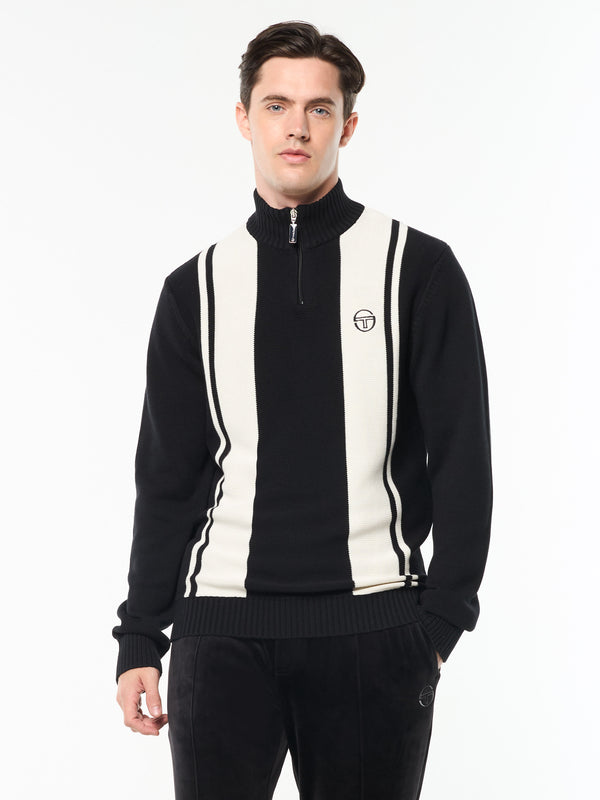 Sergio Tacchini Young Line Knit Polo- Black/ Gardenia