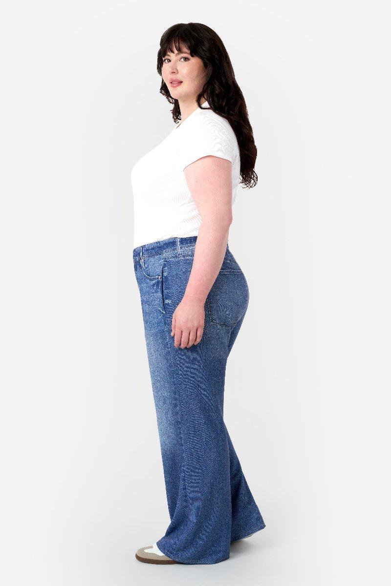 Seven 7 Denim Illusion Wide Leg Cotton Terry Sweatpant Jean Saltaire