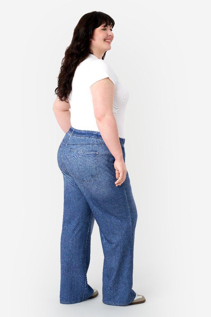 Seven 7 Denim Illusion Wide Leg Cotton Terry Sweatpant Jean Saltaire