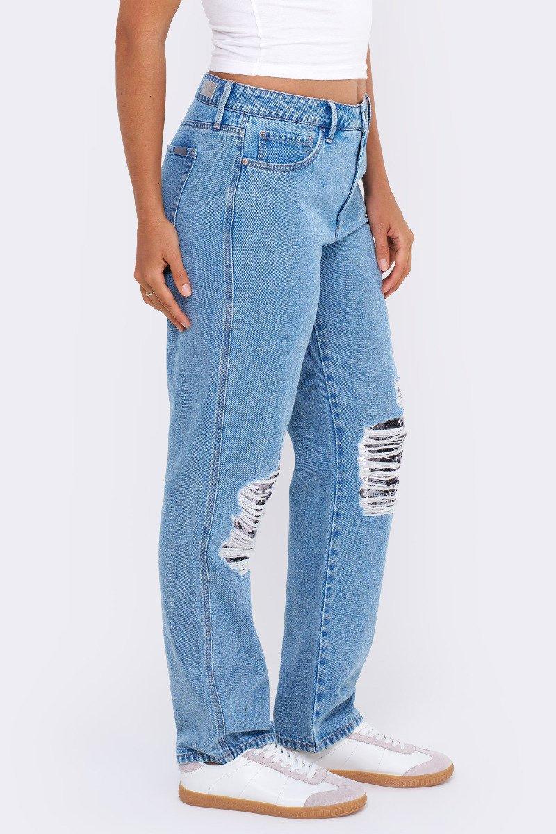 Seven 7 High Rise Limited Edition Mirror Ball Boyfriend Jean Mulan