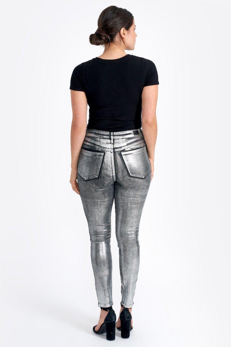 Seven 7 Limited Edition Foil Skinny Jean Silver On Black