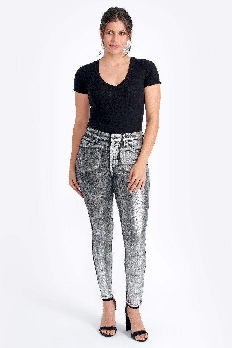 Seven 7 Limited Edition Foil Skinny Jean Silver On Black