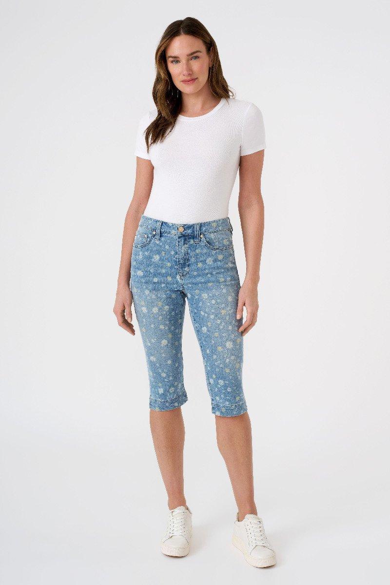 seven 7 Audrey Pintuck Skimmer Jean Printed Daisy