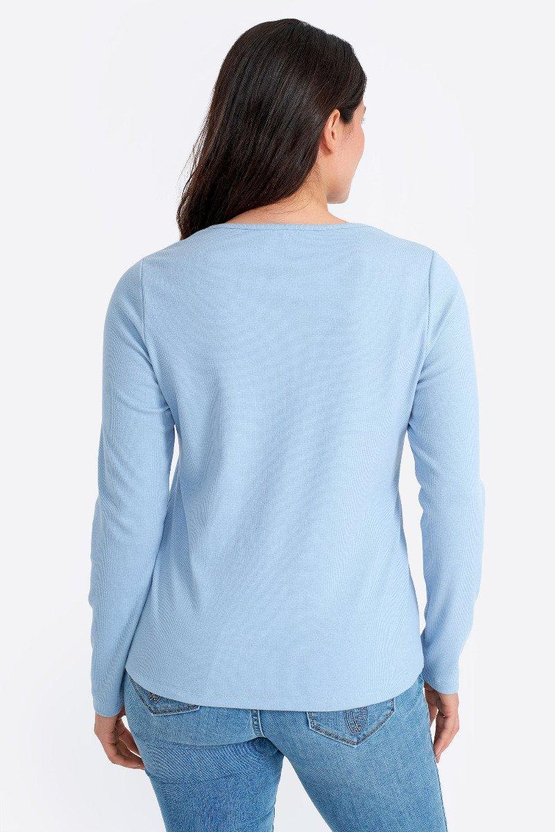 Seven 7 Crew Ribbed Top Blue