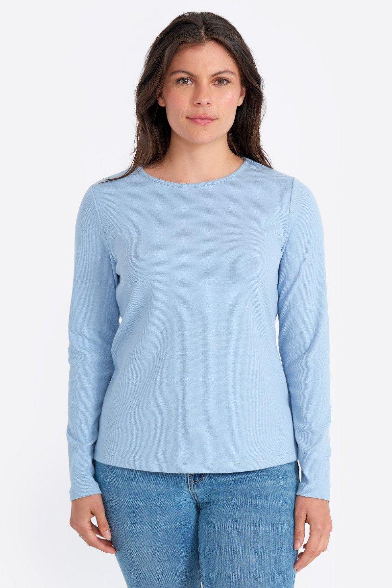 seven 7 Crew Ribbed Top Blue