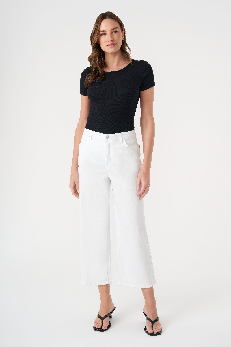 Seven 7 Featherweight Wide Leg Cropped Jean White