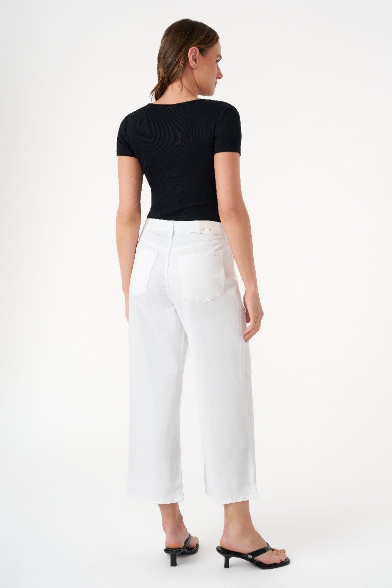 Seven 7 Featherweight Wide Leg Cropped Jean White