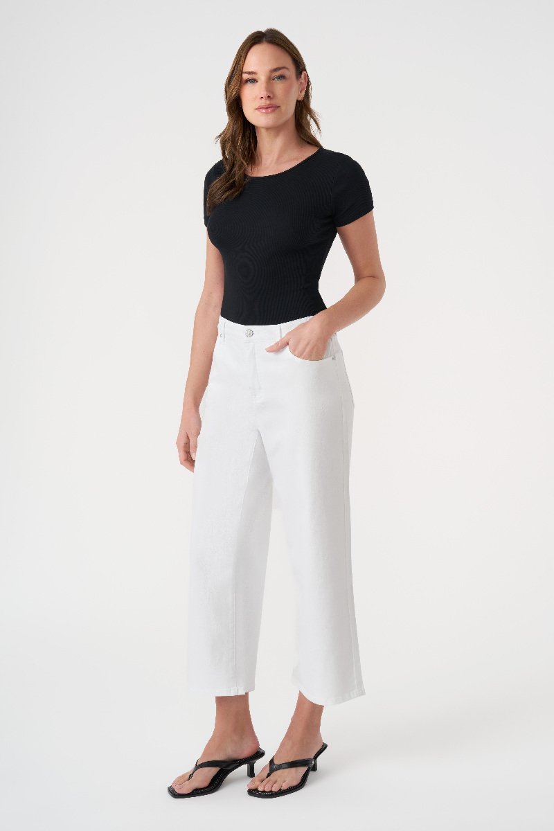 seven 7 Featherweight Wide Leg Cropped Jean White