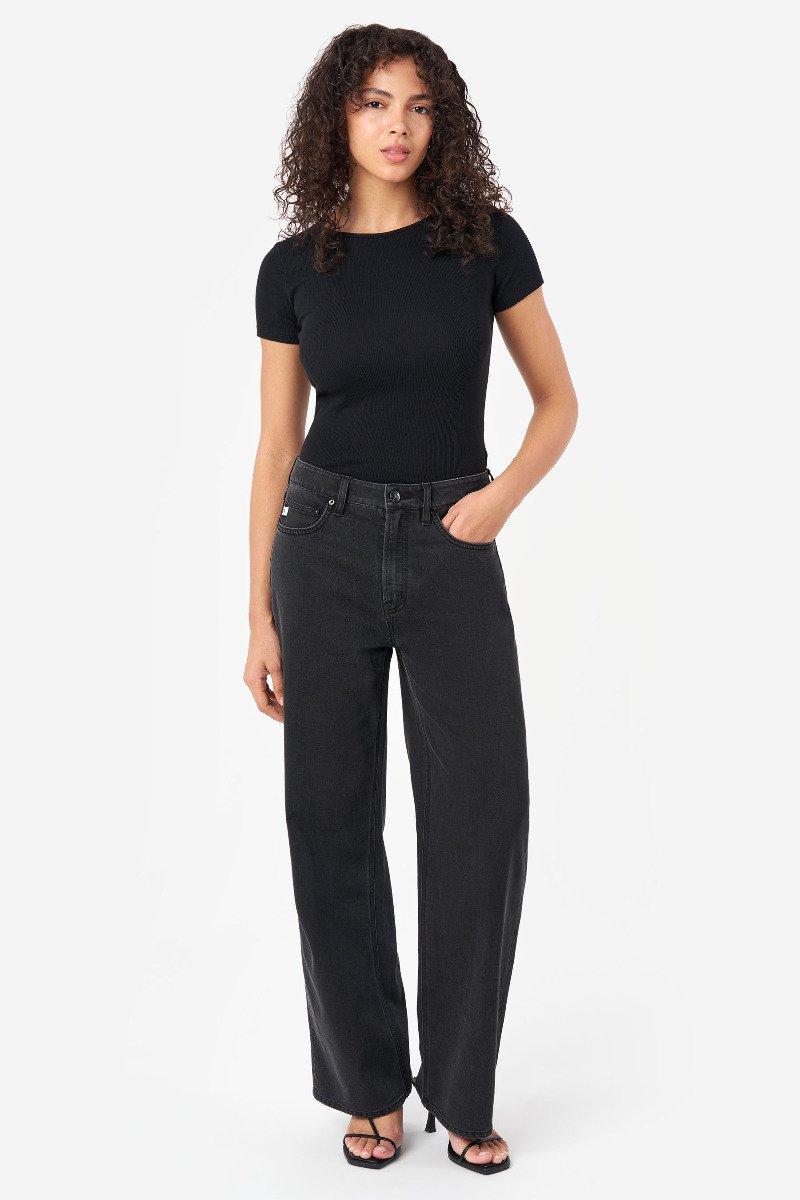 seven 7 Featherweight Wide Leg Jean Washed Black