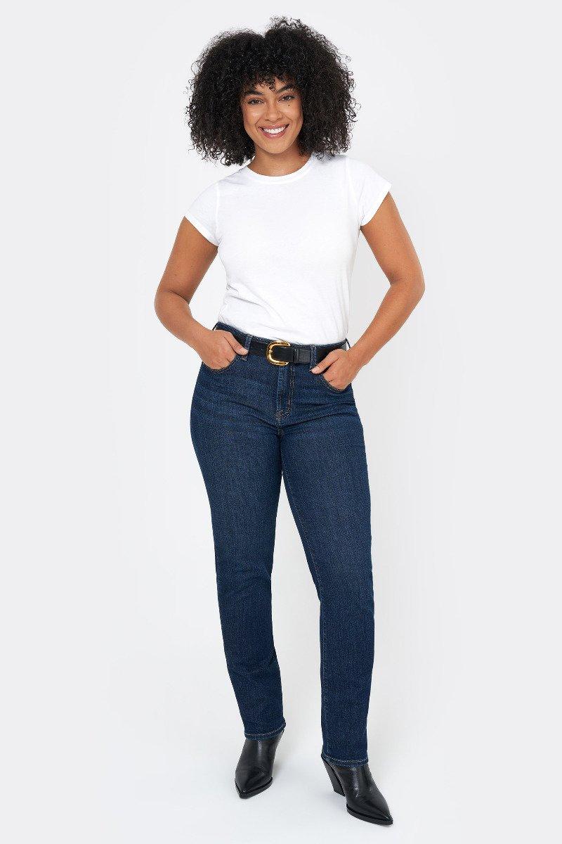 seven 7 High Rise Vintage Straight Jean Gloss