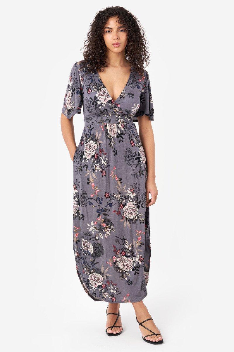 seven 7 Molded Cup Flutter Sleeve Dress Excalibur