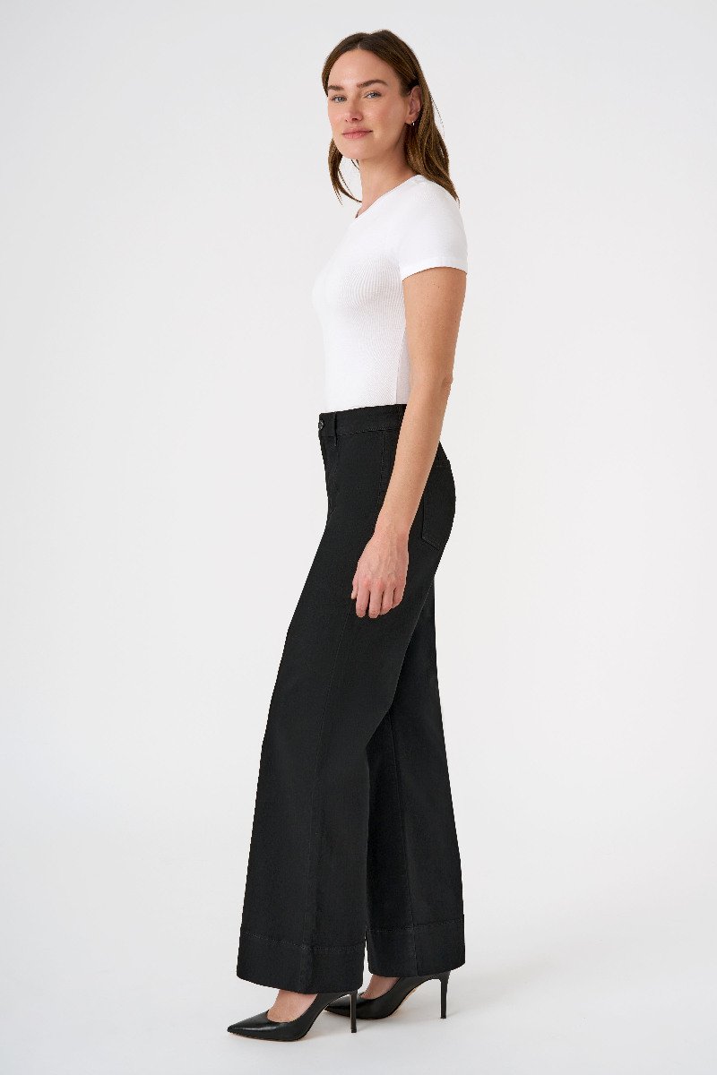 seven 7 Pintuck Wide Leg Jean Black